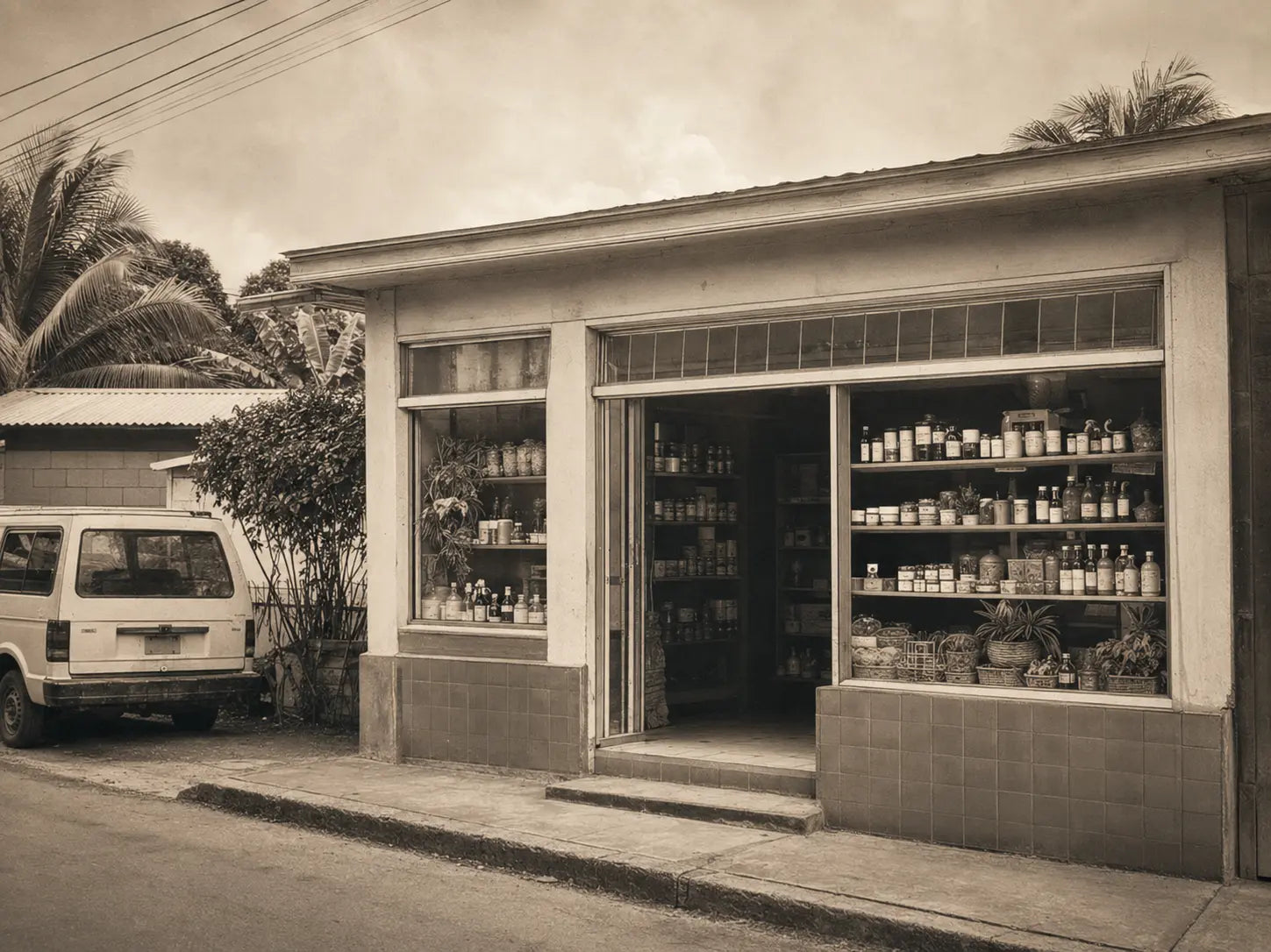 Fotografía histórica de los inicios de una tienda de productos naturales